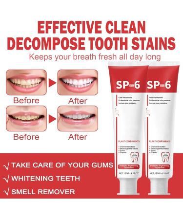 SP-6 Ultra Whitening Toothpaste 2PCS Probiotic Brightening Formula | Fresh Breath & Deep Cleaning | International Shipping - Buy Online on GoSupps.com