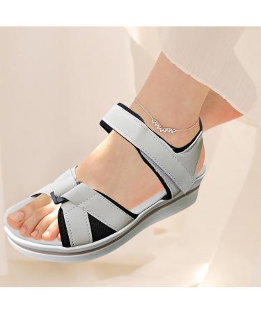 Pacienjo Women's Casual Plateau Sandals - Open Toe Hiking Sandals with Thick Sole & Adjustable Straps | 40 EU Gray - Buy Online on GoSupps.com