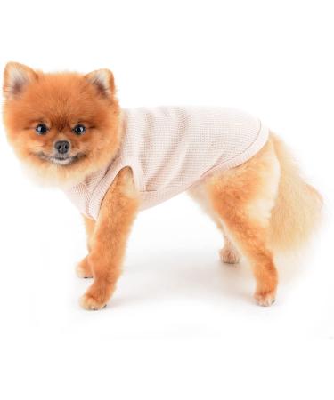 SMALLLEE_LUCKY_STORE Cute Bear Waffle Knit Tank Top Puppy T-shirt for Small Dogs Cats Boy Girl Stretchy Tee Shirt Vest Yorkie Chihuahua Pet Summer Clothes Cream S S cream - Buy Online on GoSupps.com
