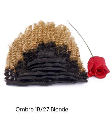 Caliee Virgin Hair Afro Kinky Curly Clip ins Human Hair Extension 14 Inch Ombre 1B/27 AC - Buy Online on GoSupps.com