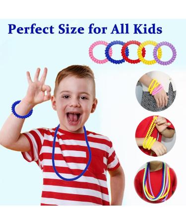 Stretchy Coil Chew Necklaces and Bracelets 16 Pack for Sensory Kids | Teething Bracelets & Necklace for Boys and Girls with Autism ADHD SPD | Fidget Toys to Reduce Biting and Anxiety - Buy Online on GoSupps.com