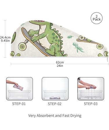 Super Absorbent Cartoon Crocodile Hair Towel 2 Pack | Quick Dry Hair Turbans for Women & Girls - Buy Online on GoSupps.com