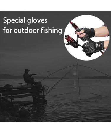 S5E5X Men's Neoprene Fishing Gloves with Rubber Grips | Fold Back Finger/Thumb Design | Ideal for Fishing, Camping, Climbing, Biking | Large Size - Buy Online on GoSupps.com
