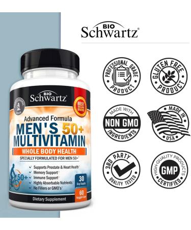 BioSchwartz Advanced 50+ Men's Multivitamin - 60 Veggie Capsules for Optimal Health - Buy Online on GoSupps.com