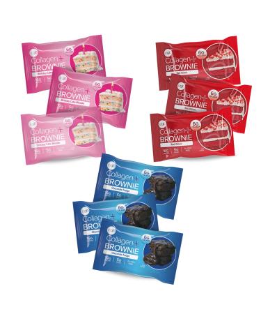 321glo Collagen Protein Brownie, Low Sugar Keto Friendly Gluten Free Treats for Women, Men, and Kids (12-Pack, Variety Pack) Variety Pack 12 Count (Pack of 1)