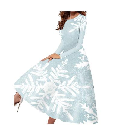 Hanxiulin women Christmas dress print long -arm sweater dress bag christmas elk party clothes mini sweater sweater dress oversize long arm blouse dresses sweatshirts dress autumn winter light blue xxl
