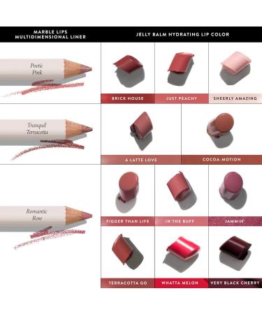 LAURA GELLER Lip Color & Liner Lip Kit | Jelly Balm Hydrating Tinted Lip Balm Just Peachy + Marble Lips Multidimensional Liner Poetic Pink - Buy Online on GoSupps.com