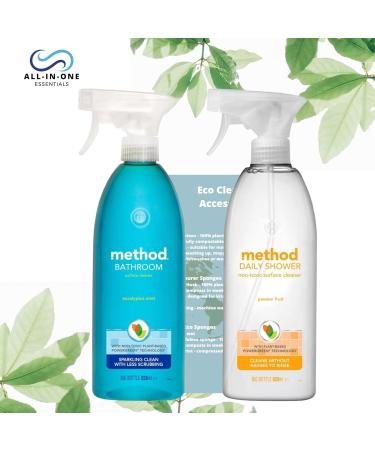 Eco Bathroom Cleaning Bundle With Method Bathroom Cleaner and Daily Shower Cleaner Swedish Dishcloth x 2 Biodegradable Scourer x 2 and Plastic Free Sponge x 2 - Buy Online on GoSupps.com