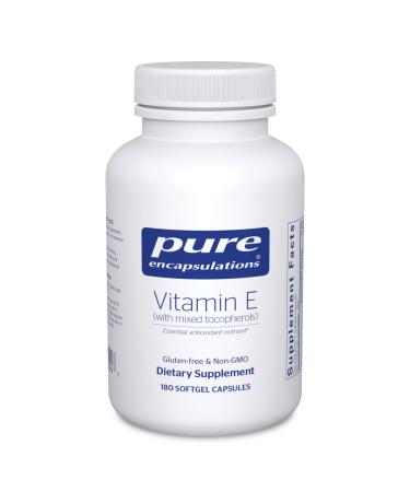 Pure Encapsulations Vitamin E (with Mixed Tocopherols) | Antioxidant Supplement to Support Cellular Respiration and Cardiovascular Health* | 180 Softgel Capsules 180 Count (Pack of 1) Standard Packaging