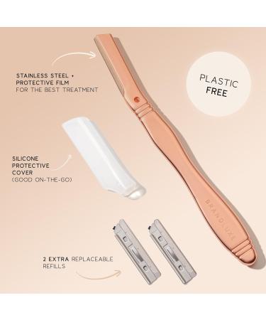 Brandluxe Dermaplaning Tool - Face & Eyebrow Shaping, Hair Removal & Exfoliation Razor (Rose Gold +2 Heads) - Eco-Friendly Design for Women - Buy Online on GoSupps.com