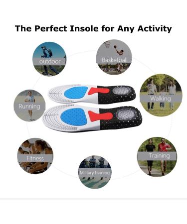 Premium Comfort Gel Sports Insoles for Men & Women - Orthotic Cushion with Arch Support for Plantar Fasciitis & Sore Feet Relief | Large (M 7.5-12 / W 9-13) - Buy Online on GoSupps.com