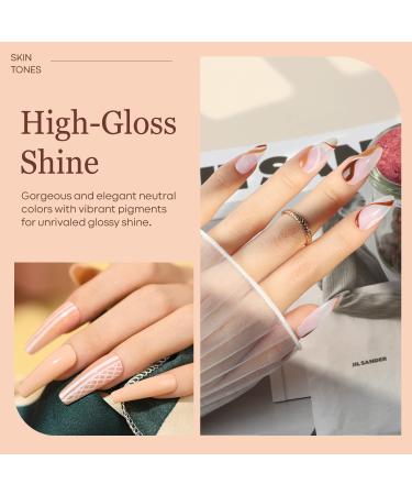Modelones Nude Neutral Gel Nail Polish Set - 6 Colors for DIY Salon Manicure - Skin Tones Brown Pastel Pink - Soak Off Gel Polish Kit for Women - Buy Online on GoSupps.com