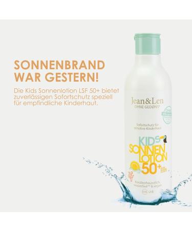 Jean & Len Sensitive Kids Sunscreen LSF 50+ | Coral-Friendly Vegan Octocrylen-Free | Perfect for Children 6+ Months | 250 ml - Buy Online on GoSupps.com
