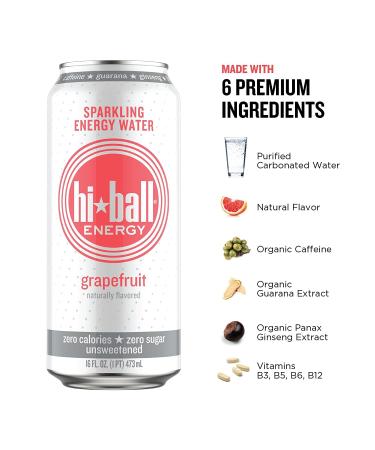 Hiball Clean Energy Seltzer Water 8-Pack - Caffeinated Sparkling Water with Vitamin B12 & B6 - Sugar-Free Variety Pack - 16 Fl Oz x 8 - Buy Online on GoSupps.com