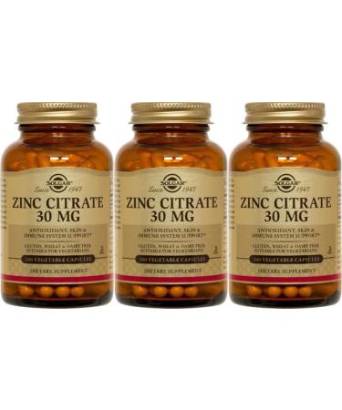 Solgar Zinc Citrate 30 mg 100 Vegetable Capsules (1 Pack of 3 bottles)