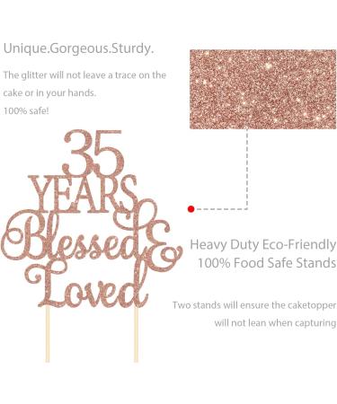 Cuttiler 35 Years Blessed & Loved Cake Topper 35th Birthday Wedding Anniversay Cake Decoration Rose Gold Glitter 35 Rose Gold - Buy Online on GoSupps.com