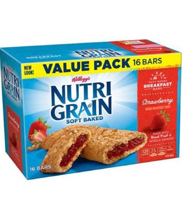 Kellogg's Nutri Grain Soft Baked Rise & Thrive 16 Breakfast Bars Strawberry Value Pack