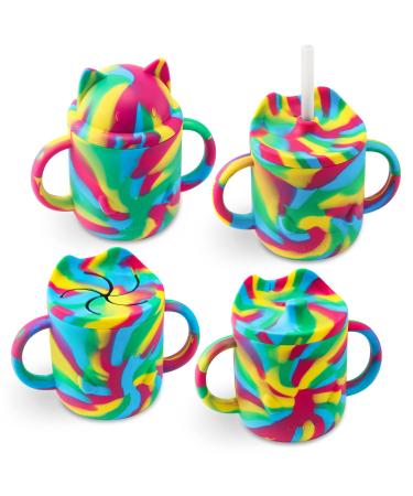 Silicone Sippy Cup for Baby Toddler Training Cup  Spill Proof Straw Cup  Snack Container for kid 6-12 Month  Transition Cup for 1-2 year old  Trainer with Handles Spout Lid  Christmas Gifts For Family Hippy Hop