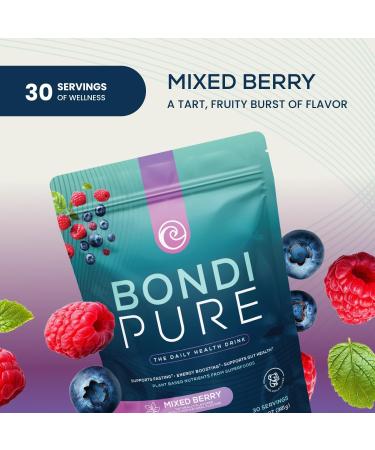 Bondi Pure - Daily Health & Detox Drink - Promote Gut Health & Energy Support During a Cleanse or Intermittent Fasting - Plant-Based Fibers Alkalizing Super Greens - Berry 11.7oz (30 Servings) Berry 30 Servings (Pack of 1) - Buy Online on GoSupps.com