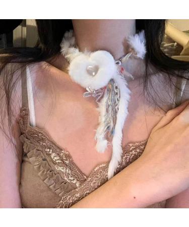 Oralgo Heart-Shaped Collarbone Chain Necklace | Colorful Fluffy Choker Accessory for Girls - Buy Online on GoSupps.com