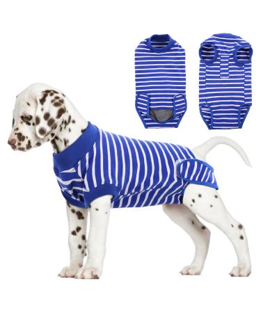 Hjumarayan dog body after op-dog body after castration male breathable op body dog castration bitch with Velcro dog body operation bitch alternative to the ruffle blue and white striped m blue and white striped