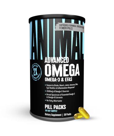 Animal Advanced Omega Essential Fatty Acids - High Potency 3500mg Omega 3 & Omega 6 Supplement with EPA DHA ALA CLA GLA for Heart Brain Joint Skin Eye Metabolism Immune Health - 30 Day Pack Unflavored 30 Count (Pack of 1)