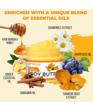 Turmeric & Kojic Body Butter - Natural Skin Brightening Even Tone & Scar Treatment - Whipped Shea Butter Cream for Radiant Skin - Buy Online on GoSupps.com
