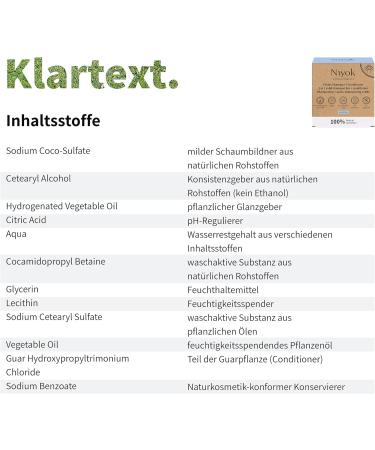 Niyok 2 in 1 Shampoo and Conditioner - Skin-Neutral PH - 5.5 - Vegan - Plastic-Free - Normal to Fine Hair - Like Hair Soap - Natural Organic Cosmetics Without Plastic - - Buy Online on GoSupps.com