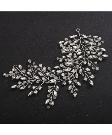 Chargances Bridal Crystal Statement Hair Vine Wedding Rhinestone Beaded Headband Dainty Silver Handmade Hair Accessories for Women and Girls Brides - Buy Online on GoSupps.com