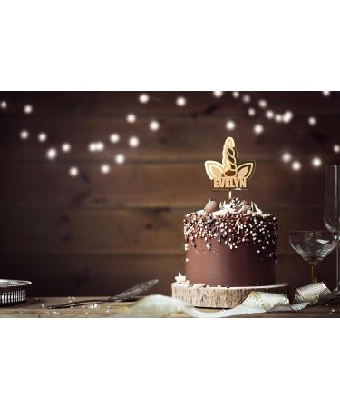 Cakeshop Cake Decoration Pack | Cute Unicorn Horn Premium 3mm Mirror Acrylic Plastic Cake Topper Sign & 25g Party Pack of Cake Sugar Sprinkles | Custom Name Cake Decorations (Gold) Prime Mirror Acrylic: Gold - Buy Online on GoSupps.com