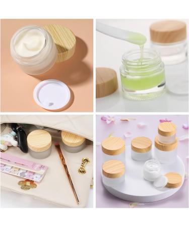 Vueinrg 6-Piece Cream Dose Set | 15ml Matte Clear Glass Containers with Wooden Lids for Ointments & Lotions - Perfect for Cosmetics & International Shipping - Buy Online on GoSupps.com
