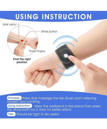 Acupressure Bracelet for Nausea Relief - 4 Pairs of Sea Bands for Adults & Kids | Seasickness Travel Flying - Black Blue Gray - Buy Online on GoSupps.com