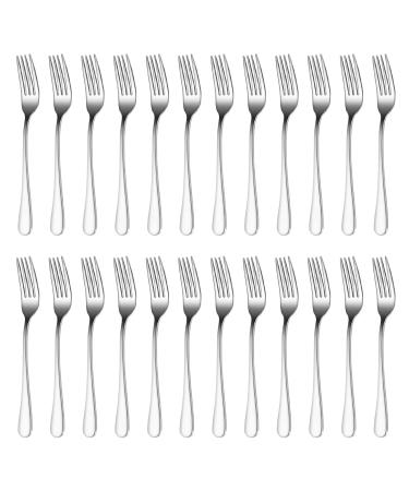 wemee 24 Pieces Forks Silverware Set 7.1 Inch Silver Stainless Steel Dinner Forks Forks Silverware Forks for Kitchen