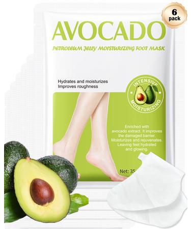 Lot de 6 paires de masques pour les pieds - Pour enlever les callosit s - Pour homme et femme - Hydratant - Soin des pieds naturel et doux - Pour pieds secs et fissur s - Pour homme et femme avocat