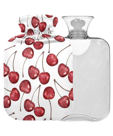 Naanle mature cherry berries heat bottle with cover transparent hot water bottle 2l large hot hot water bottle for bed hand feet warmer pain relief heat and cold therapy