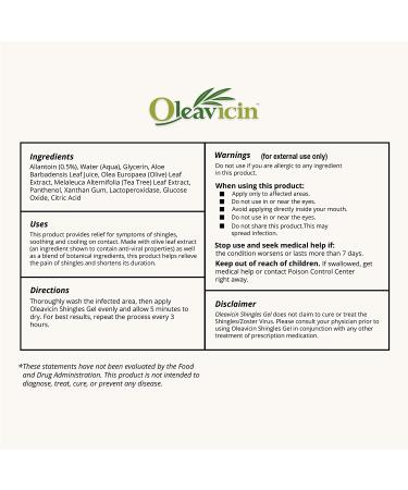 Oleavicin Shingles Pain Relief Cream - Natural Treatment for Shingles Nerve Pain - Buy Online on GoSupps.com