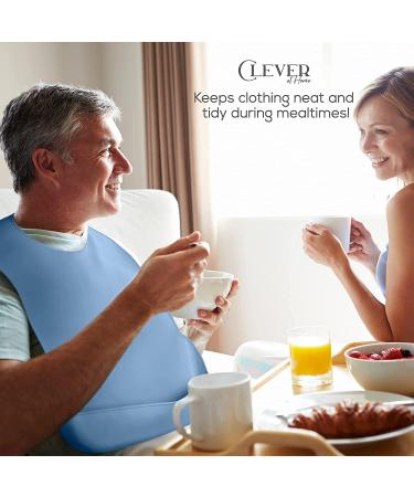 Clever at Home Adult Bibs - Silicone Bibs for Elderly Men and Women in Blue and Gray - Buy Online on GoSupps.com
