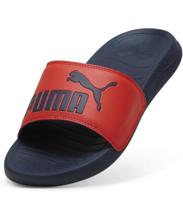 PUMA Unisex Popcat 20 Slide Sandals - 39 EU | Active Red & Club Navy | International Shipping Available - Buy Online on GoSupps.com