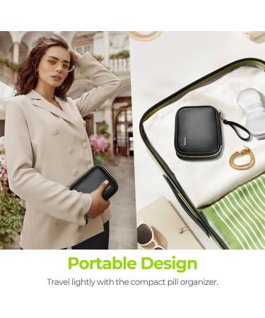 AUVON Weekly Pill Organizer - 3 Times a Day Large Pill Box with PU Leather Bag | Travel Medication Reminder for Vitamins & Supplements - A-Black - Buy Online on GoSupps.com