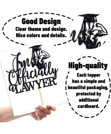 I'm Officially Lawyer Cake Topper Congrats Lawyer/Born to Argue Law School Graduation Party Decorations Supplies for Girl Black Glitter - Buy Online on GoSupps.com
