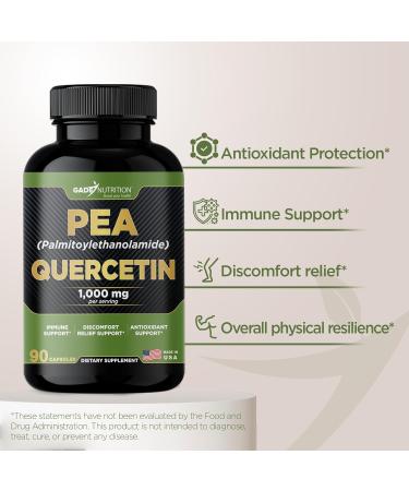 Gade Nutrition Palmitoylethanolamide Pea Supplement 800 mg with Quercetin 200 mg | Micronized Pea 99% Highly Purified and 95% Quercetin Bioavailable | Made in USA | Supplement for Men and Women - Buy Online on GoSupps.com