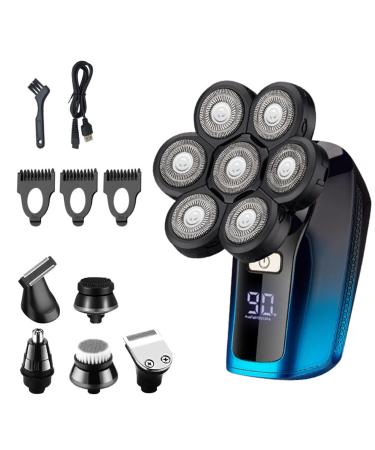 Electric Razor for Men 6 in 1 Electric Shaver Independently 7 Heads Floating Cutter Head Waterproof Digital Display Razor Multifunction USB Charging Trimmer for Men