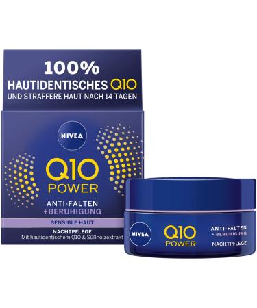 NIVEA Q10 Power Moisturising Night Cream Anti-Wrinkle & Reduced Sensitivity for Younger Looking Skin 2 x 50ml