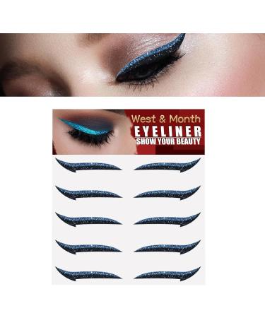 Sticker Eyeliner Glitter | 5 Pairs Glitter Instant -Adhesive Eyeliner Stencil | Sticker Eyeliner Tool Makeup Eyeliner Stickers Winged Eyeliner Stencil for Eye Makeup Tool Skoulazeo Blue (Five Pairs) - Buy Online on GoSupps.com