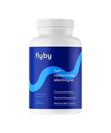 Flyby Electrolyte Replacement Tablets - Pills & Capsules for Rapid Rehydration, Recovery, Keto & Cramps - Salts, Magnesium, Potassium, Sodium - Paleo, Keto & Vegan Friendly - 100 Capsules Capsules 100 Count (Pack of 1)