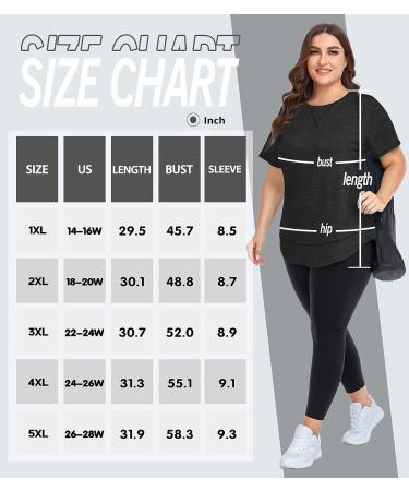 Cootry Plus Size Short Sleeve Workout Top for Women - Loose Fit Athletic Gym Shirt - Yoga Clothing - 2X Black - Buy Online on GoSupps.com