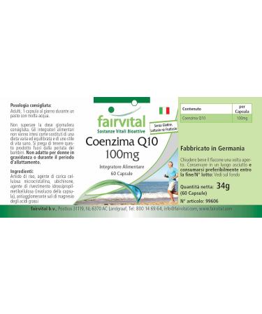 Fairvital | Co-enzyme Q10 100mg - 2 months - VEGAN - Highly dosed - 60 capsules - ubiquinone - Buy Online on GoSupps.com