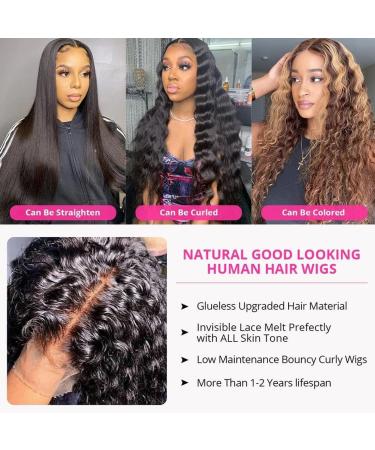 30 Inch Water Wave HD Transparent Lace Front Wig | Brazilian Wet & Wavy Virgin Human Hair | Pre Plucked 150% Density Curly Hair Wig - Buy Online on GoSupps.com