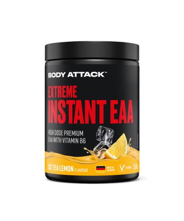 Body Attack Instant EAA Powder - Ice Tea Lemon - 500g - Made in Germany - 8 Essential EAA Amino acids for a protein rich nutrition & muscle building training