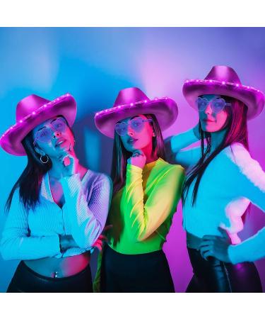 8-Piece LED Cowboy Hat and Heart Sunglasses Set for Women and Girls - Sparkly Purple Space Cowgirl Halloween Costume - Buy Online on GoSupps.com